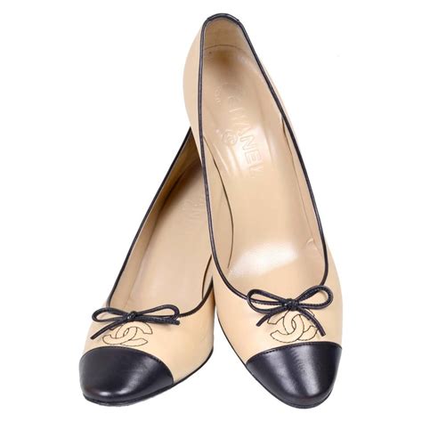 chanel black and gold pumps|chanel pumps beige and black.